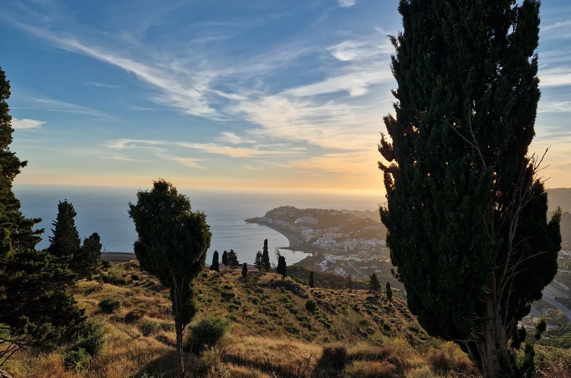 The finca and its terraces above the coast